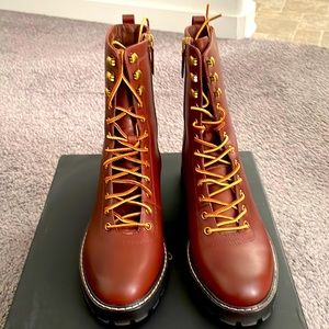 Brand New, Never Worn JCrew Lace-Up Boots in Leather
